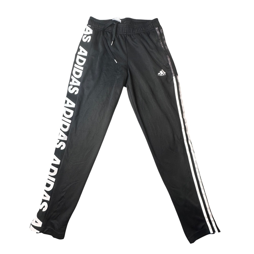 Adidas Track Pants Mens S Black Primegreen GU9502 Logo Stripe Athletic Jogger